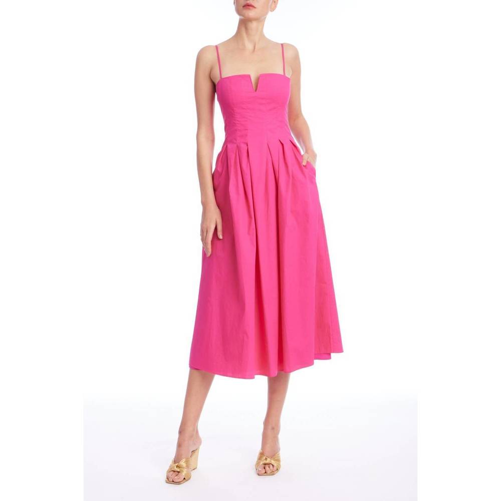 NEW BADGLEY MISCHKA pleated midi dress in pink